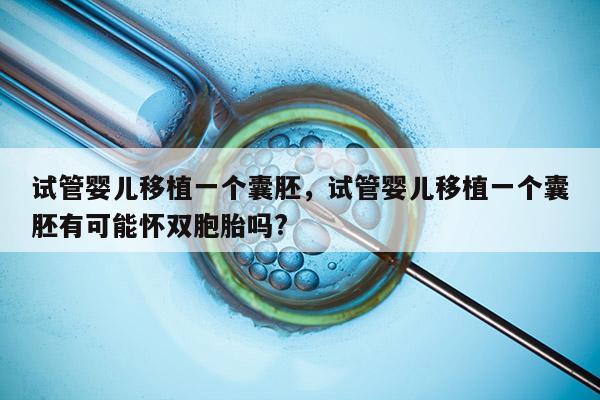 试管婴儿移植一个囊胚，试管婴儿移植一个囊胚有可能怀双胞胎吗?